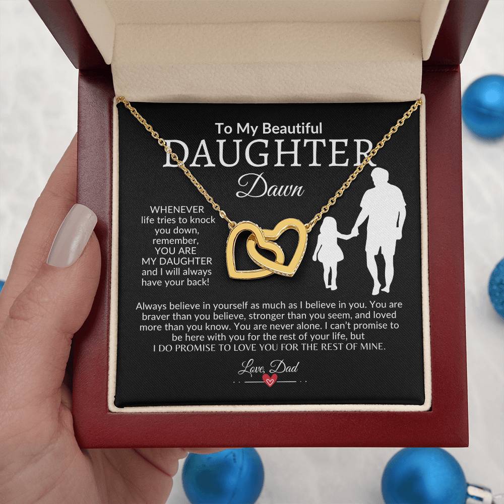Dad's Got Your Back Interlocking Hearts Necklace