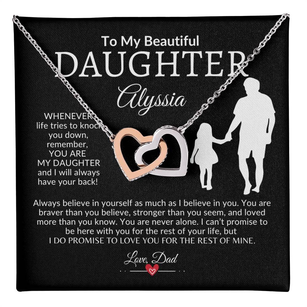 Dad's Got Your Back Interlocking Hearts Necklace