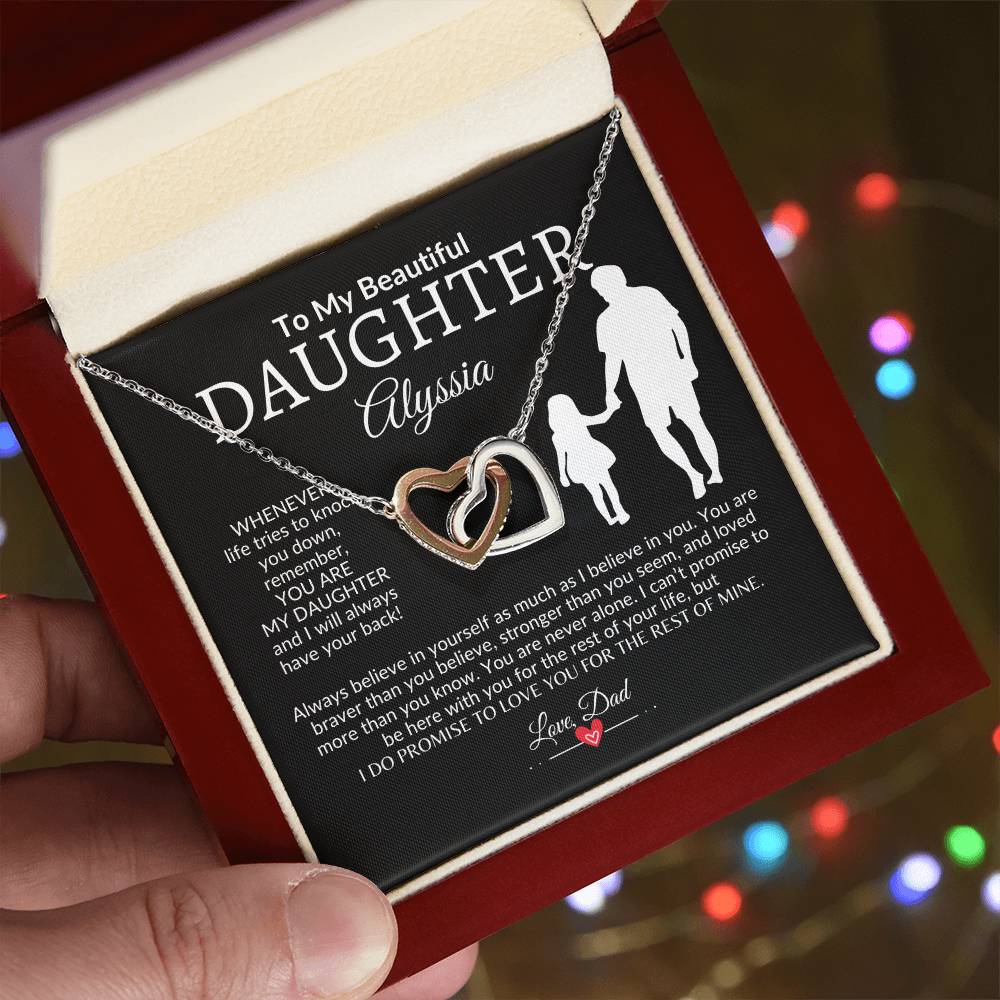 Dad's Got Your Back Interlocking Hearts Necklace