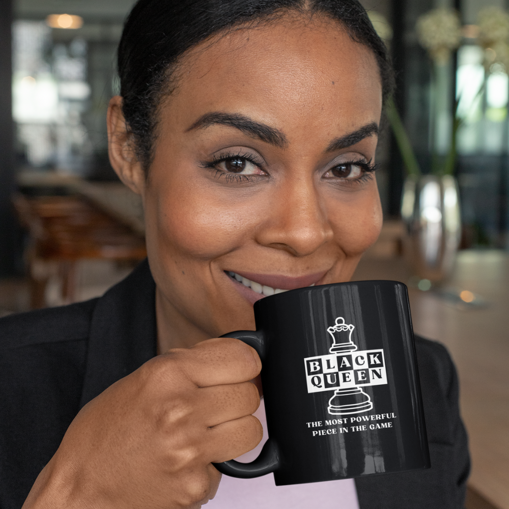 Black Queen | Most Powerful Piece | Chess Piece | 11oz Black Mug
