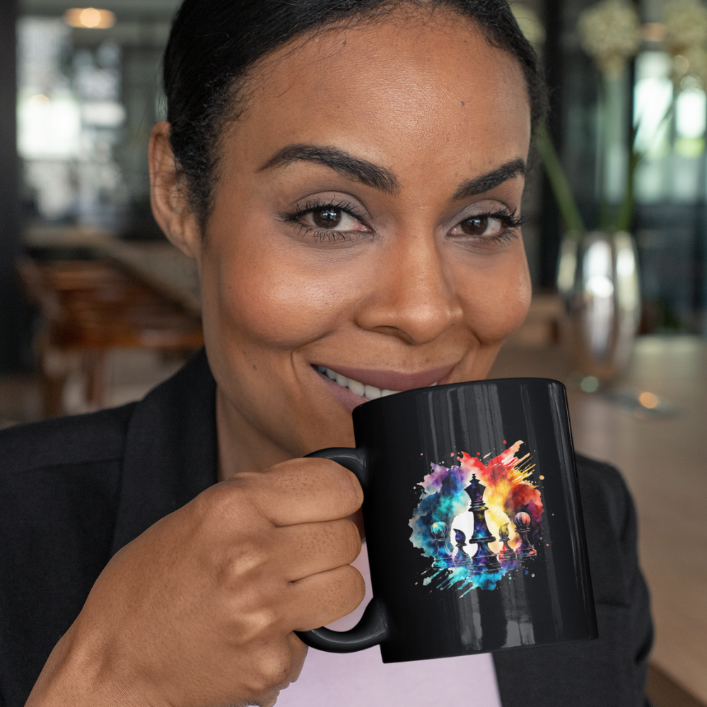 Black Queen Love | Most Powerful Piece | Graphic Chess Lover | 11oz Black Mug