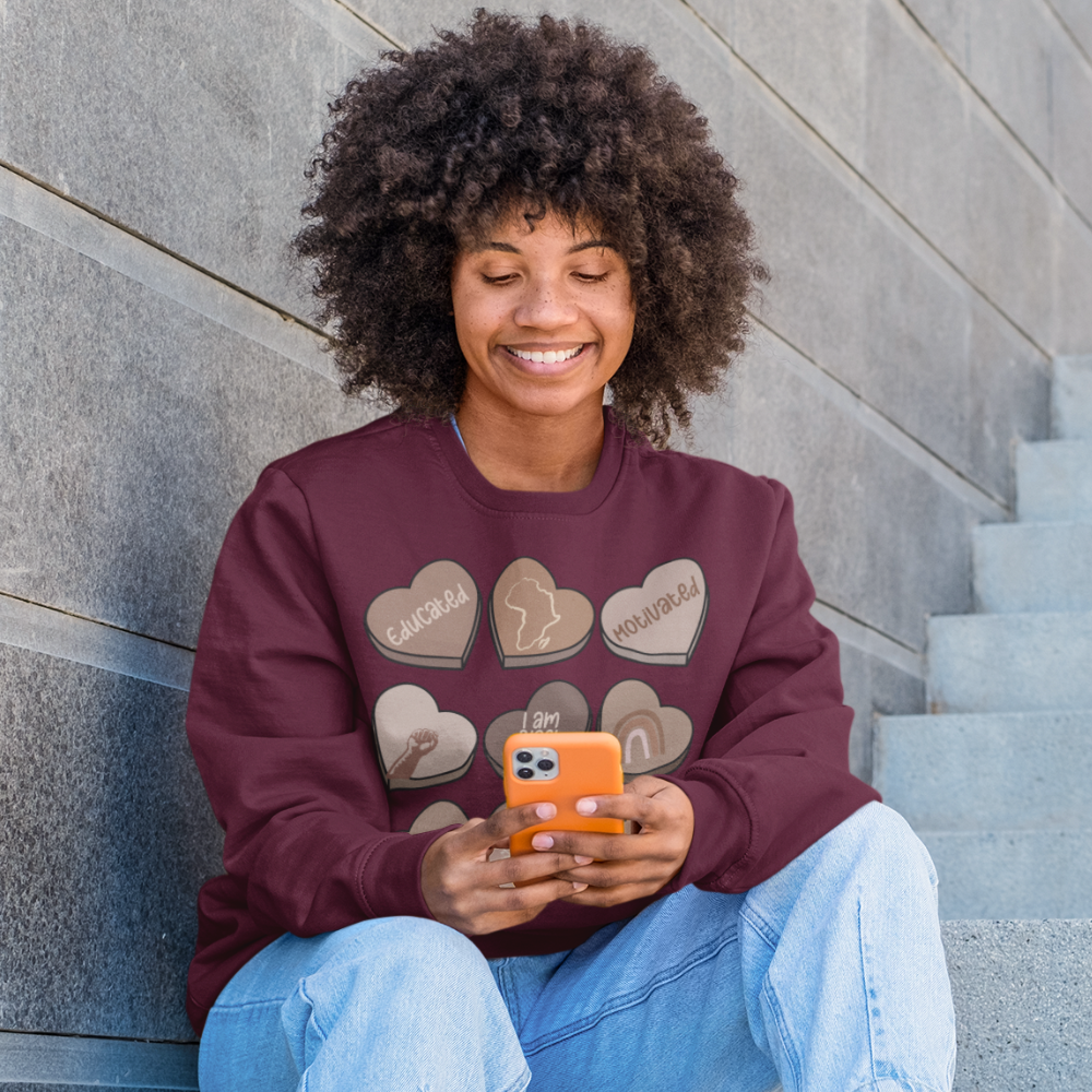Chocolate Hearts | Black History | Valentine's Day | Sweatshirt | Adult Heavy Gildan 50/50 Blend