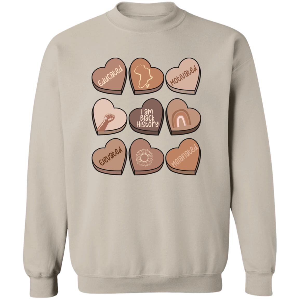 Chocolate Hearts | Black History | Valentine's Day | Sweatshirt | Adult Heavy Gildan 50/50 Blend