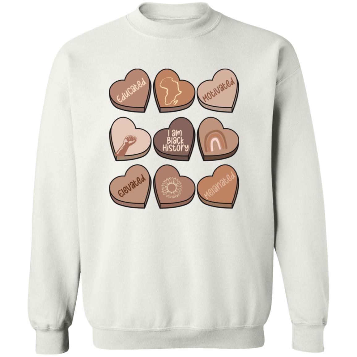 Chocolate Hearts | Black History | Valentine's Day | Sweatshirt | Adult Heavy Gildan 50/50 Blend