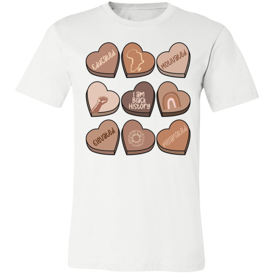 Chocolate Hearts | Black History | Valentine's Day | Unisex Bella T shirt