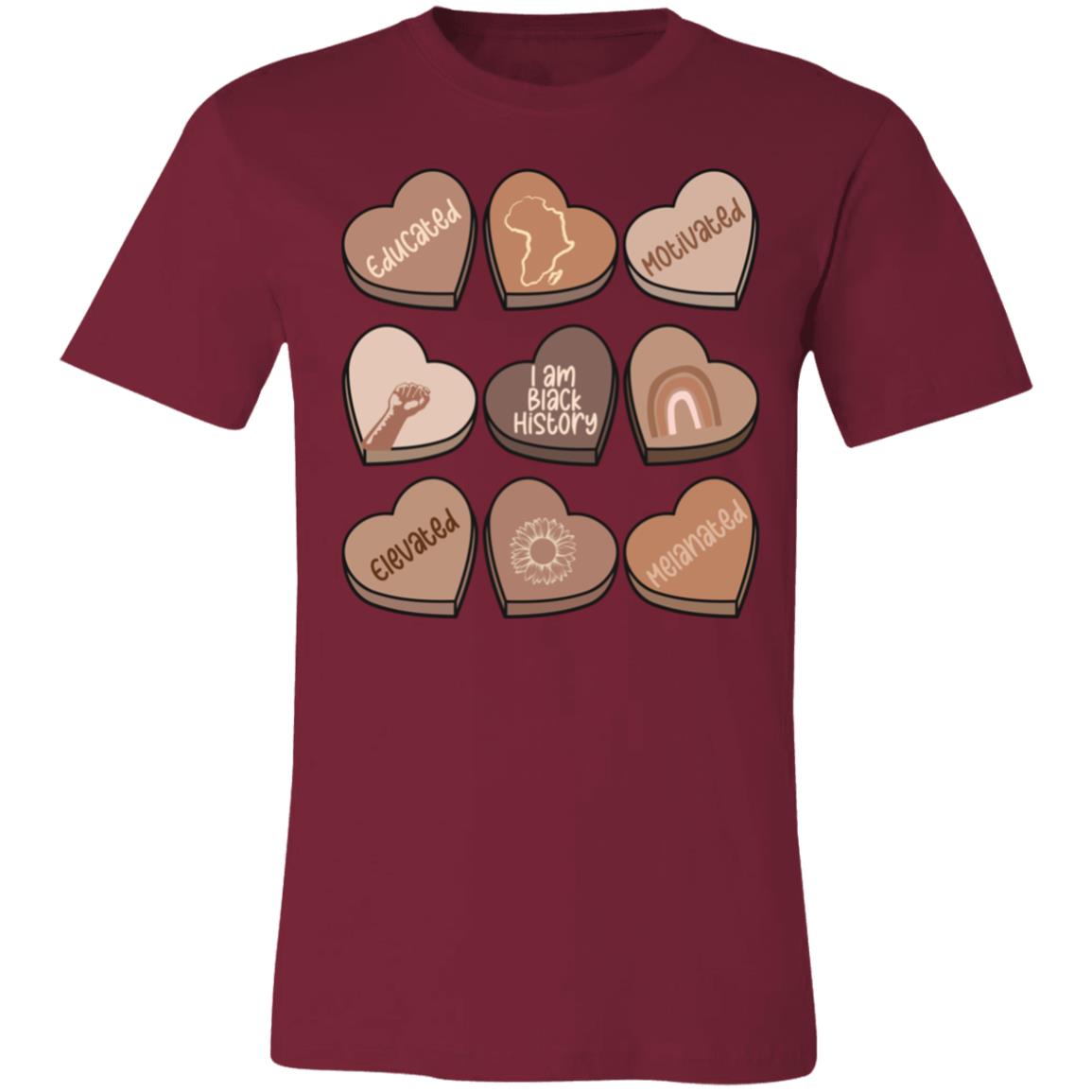 Chocolate Hearts | Black History | Valentine's Day | Unisex Bella T shirt