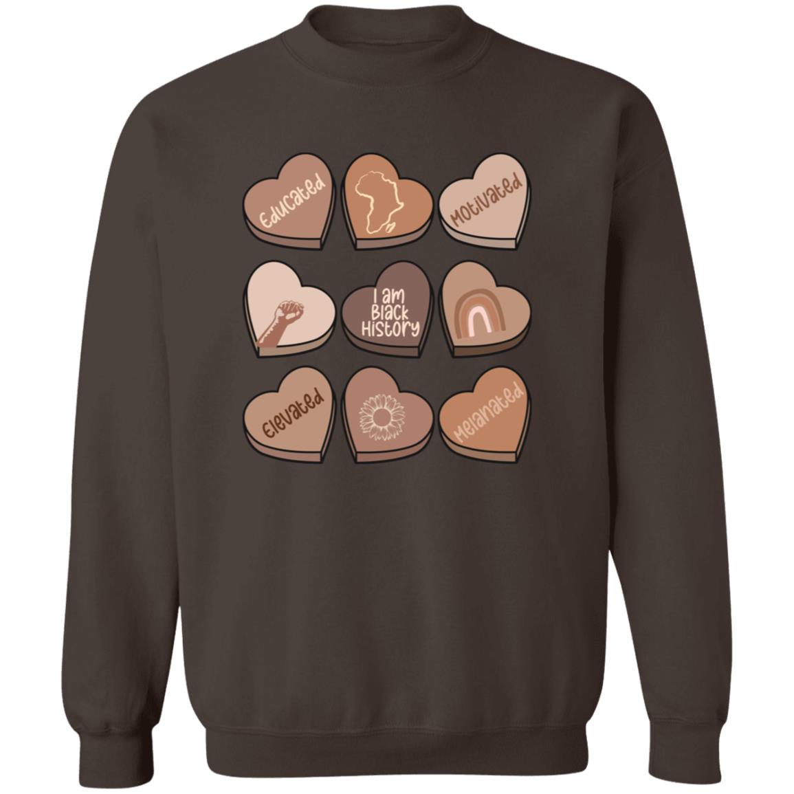 Chocolate Hearts | Black History | Valentine's Day | Sweatshirt | Adult Heavy Gildan 50/50 Blend