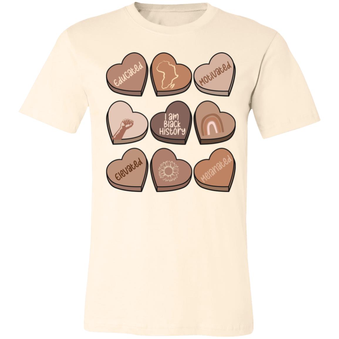 Chocolate Hearts | Black History | Valentine's Day | Unisex Bella T shirt