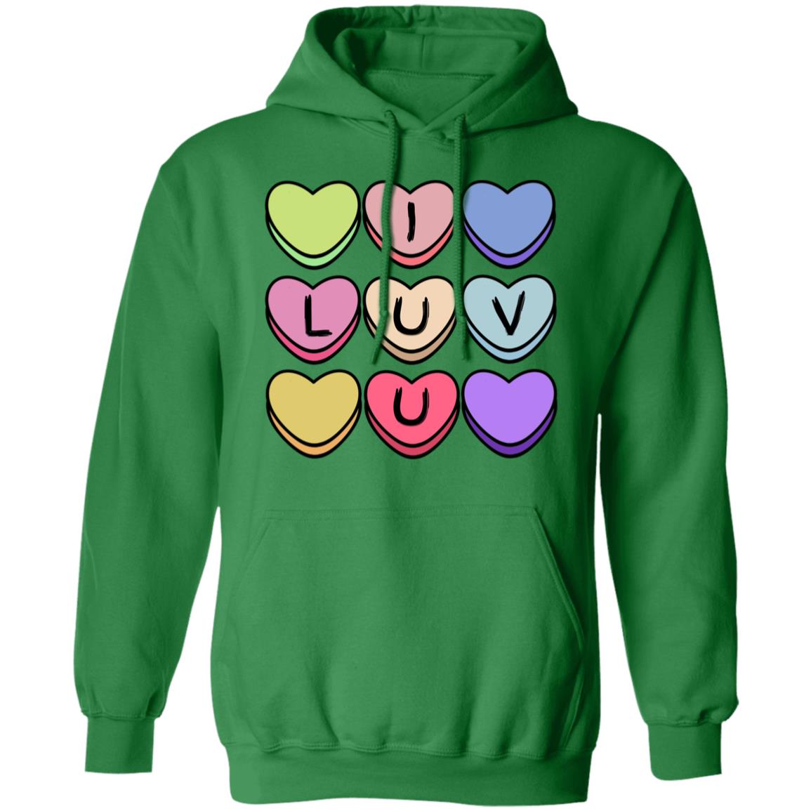 Adult I Luv U Candy Hearts | Pullover | Gildan Heavy 50/50 Blend