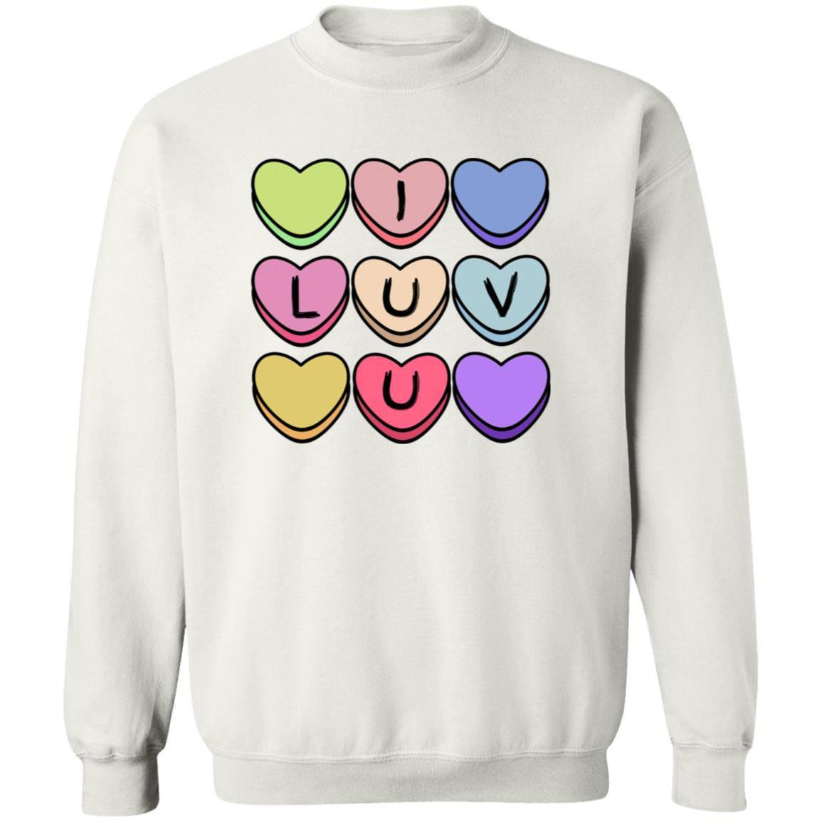 Adult I Luv U Candy Hearts | Pullover | Gildan Heavy 50/50 Blend