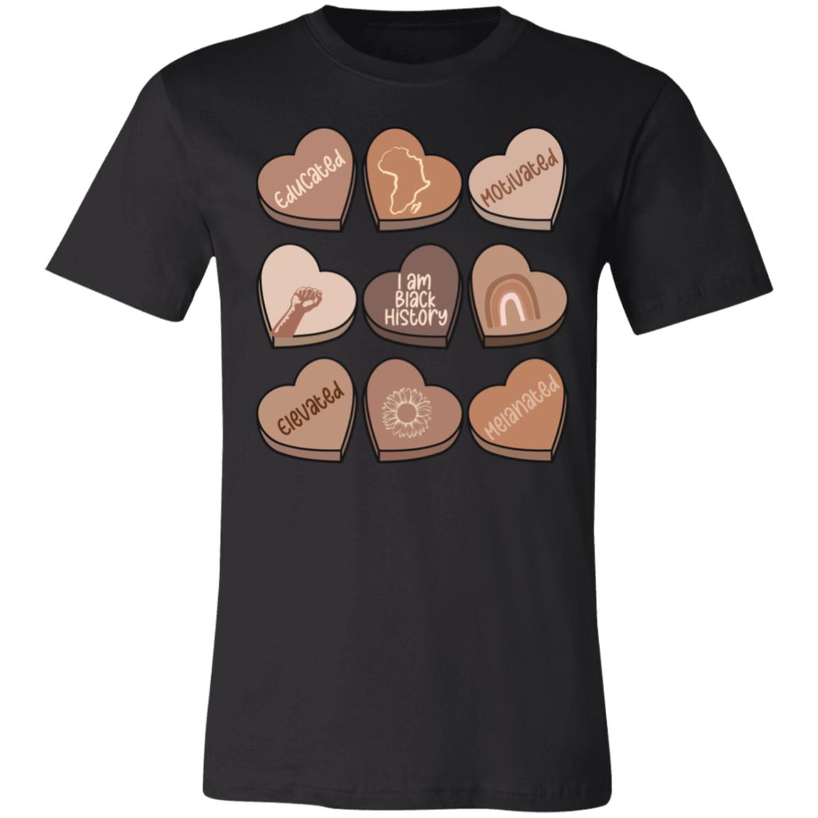 Chocolate Hearts | Black History | Valentine's Day | Unisex Bella T shirt
