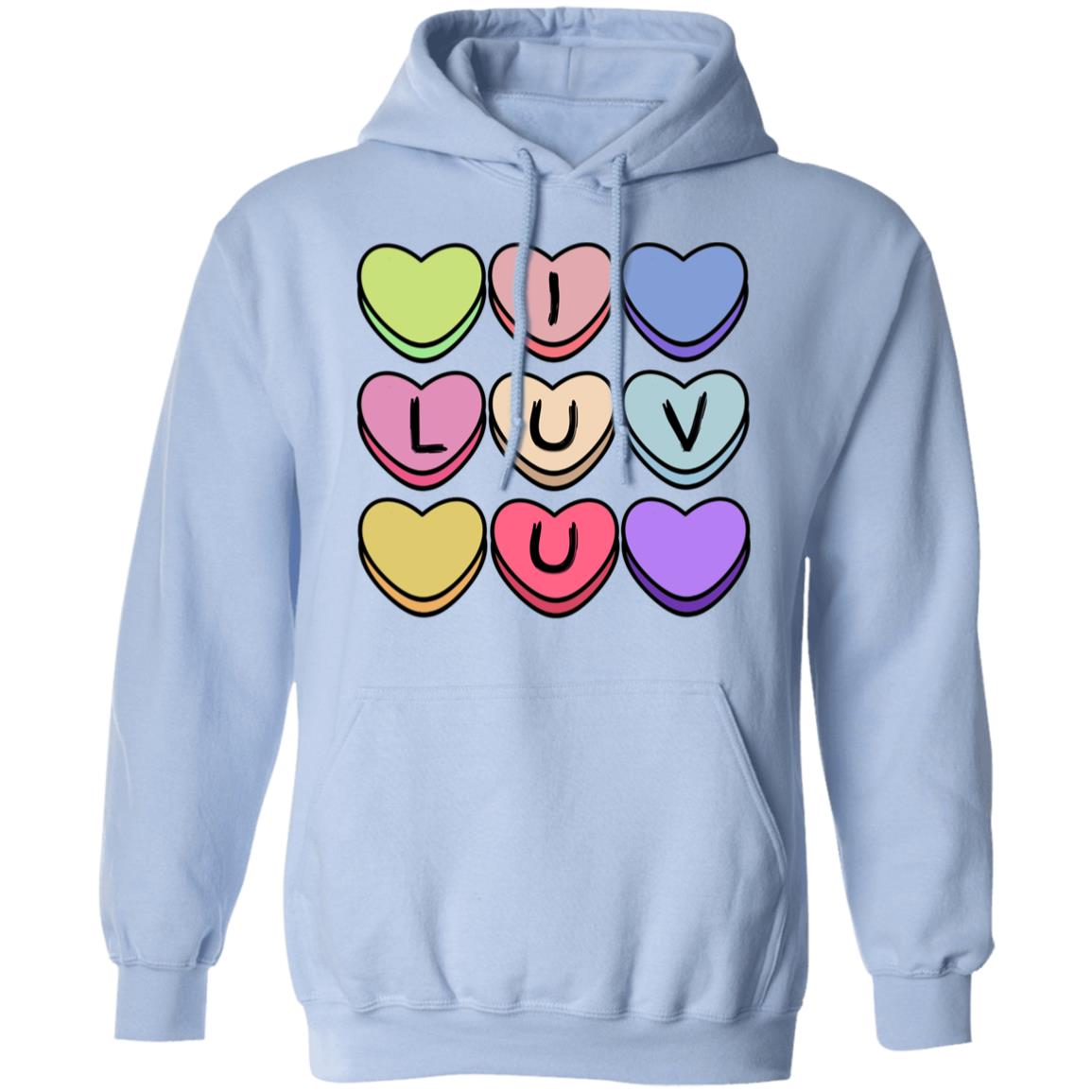 Adult I Luv U Candy Hearts | Pullover | Gildan Heavy 50/50 Blend