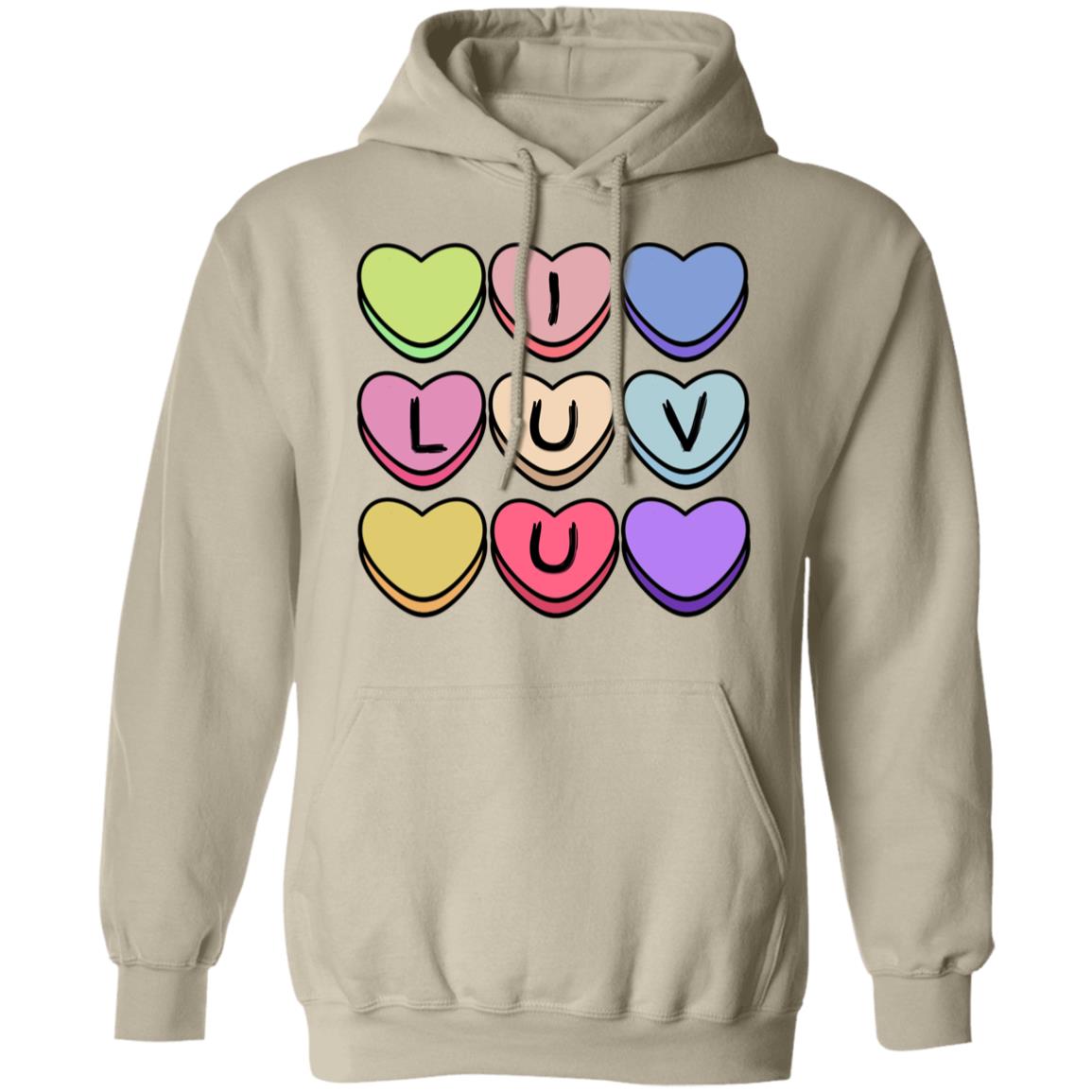 Adult I Luv U Candy Hearts | Pullover | Gildan Heavy 50/50 Blend