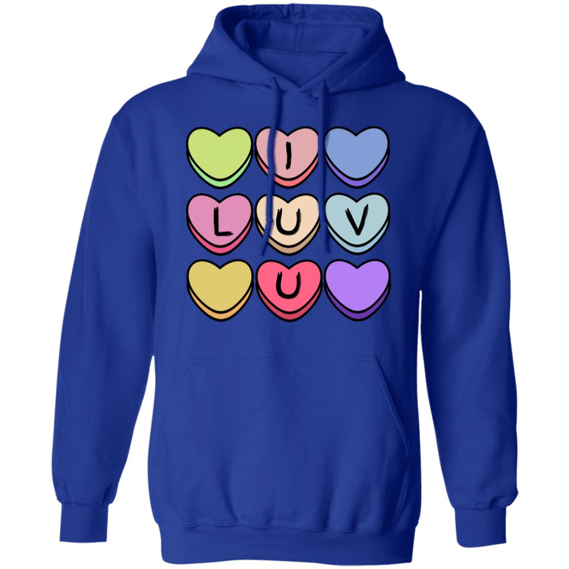 Adult I Luv U Candy Hearts | Pullover | Gildan Heavy 50/50 Blend