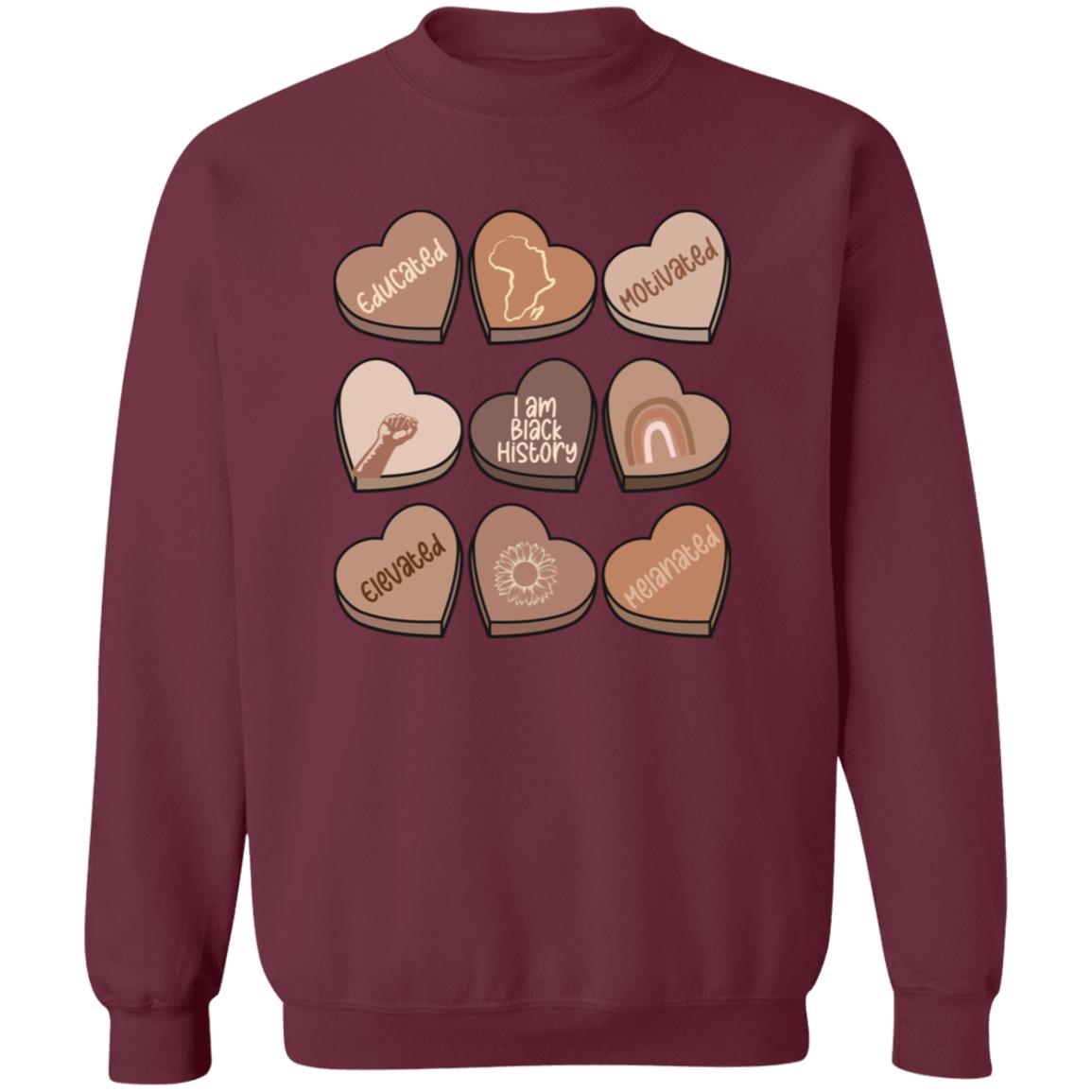 Chocolate Hearts | Black History | Valentine's Day | Sweatshirt | Adult Heavy Gildan 50/50 Blend