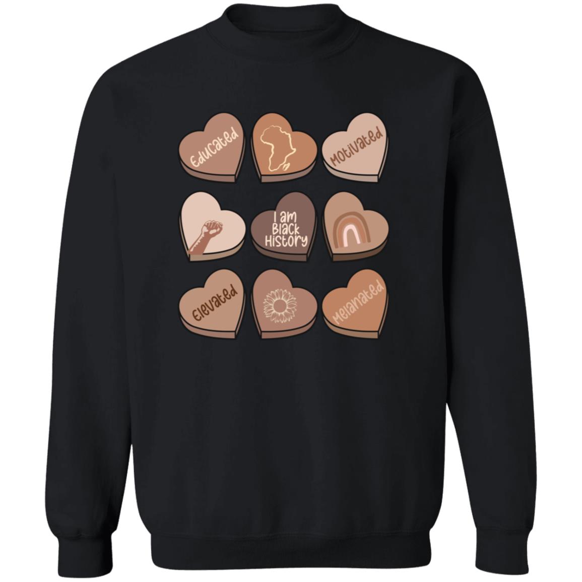 Chocolate Hearts | Black History | Valentine's Day | Sweatshirt | Adult Heavy Gildan 50/50 Blend