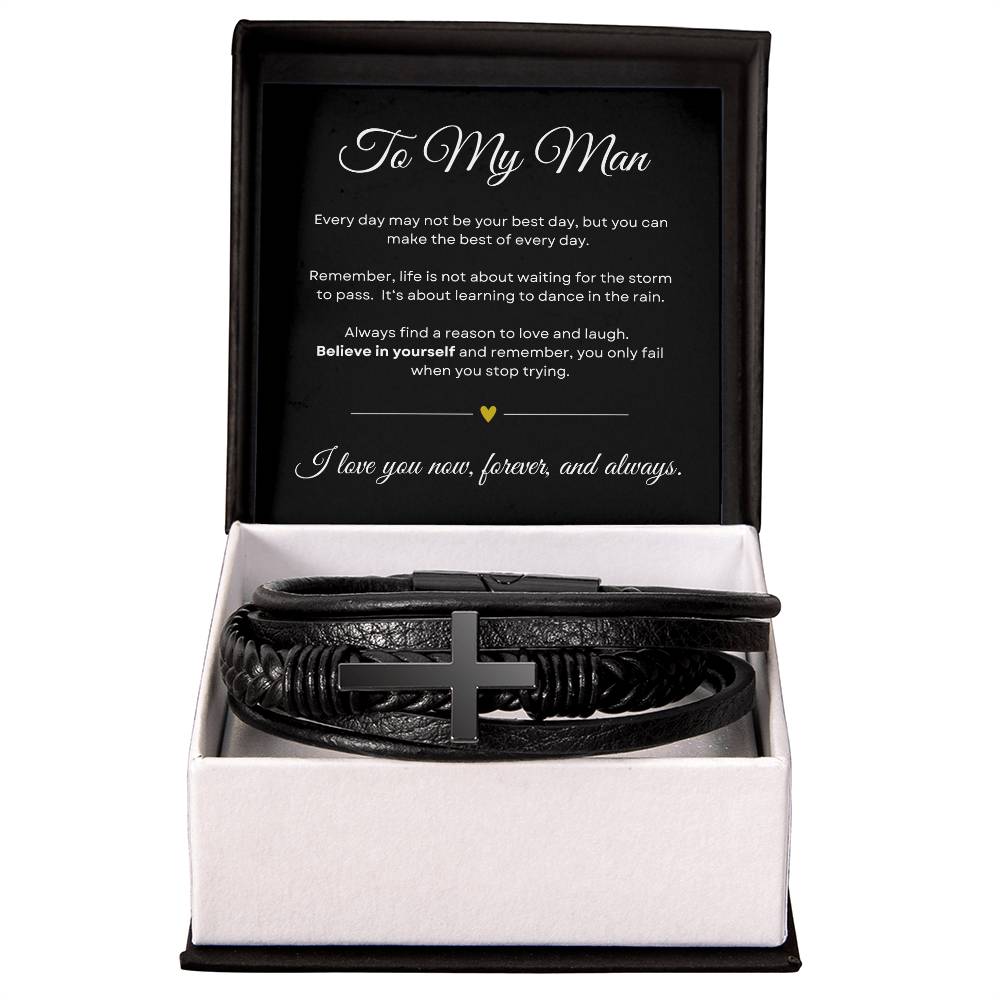 My Man - Believe in Yourself - Cross Bracelet - BLK