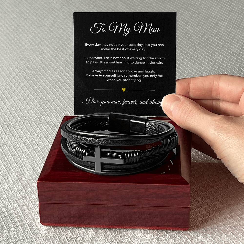 My Man - Believe in Yourself - Cross Bracelet - BLK