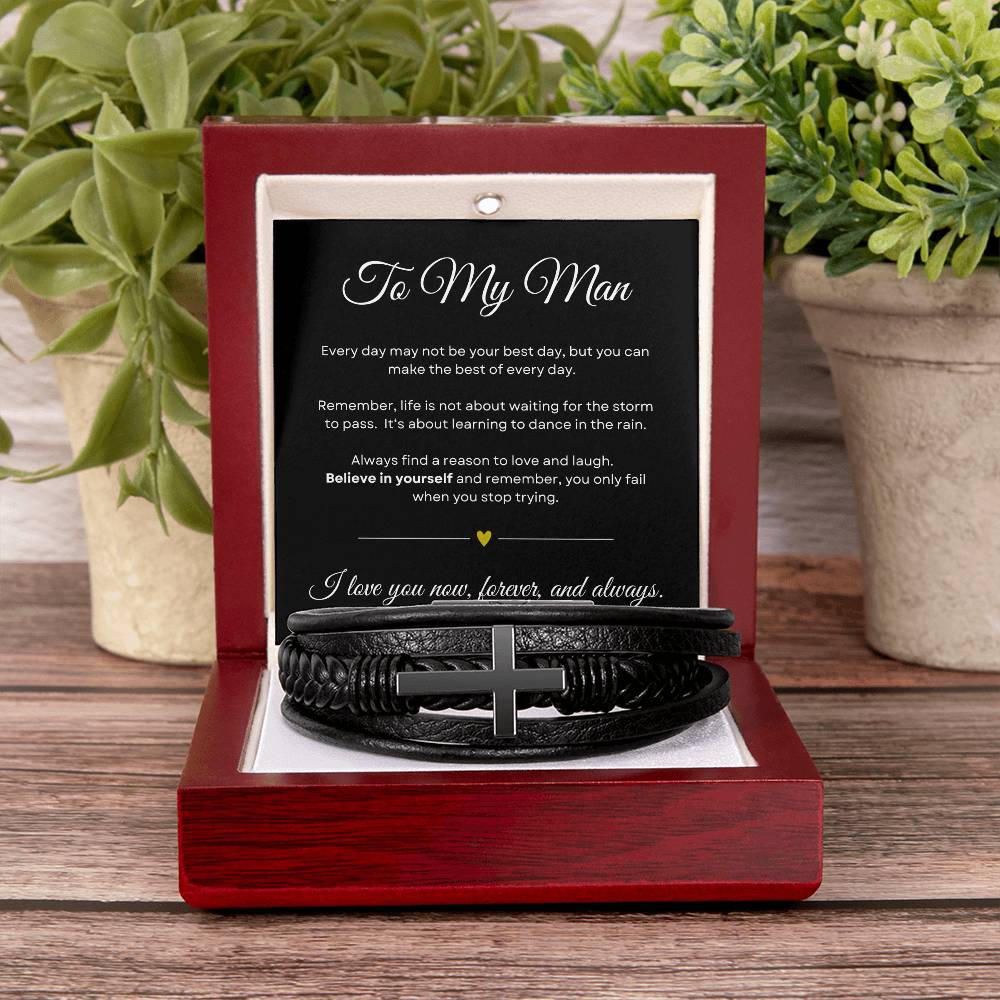 My Man - Believe in Yourself - Cross Bracelet - BLK