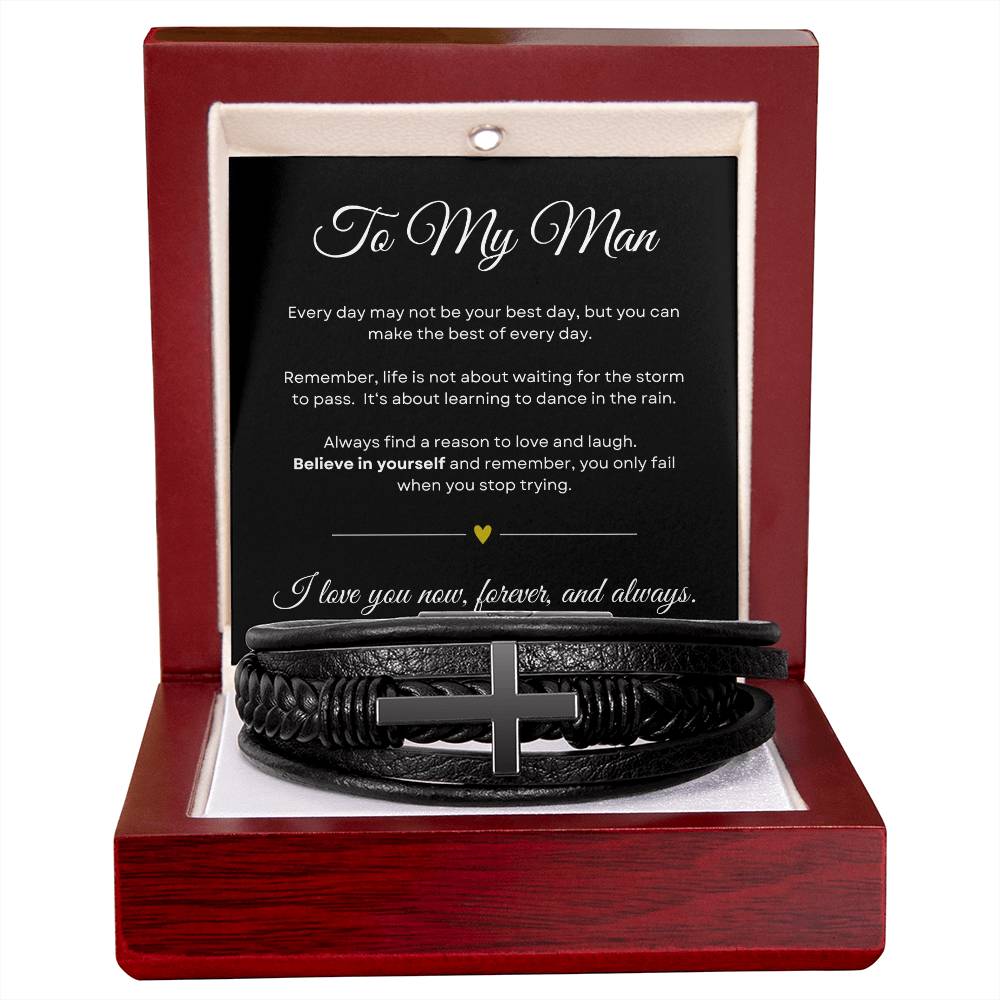 My Man - Believe in Yourself - Cross Bracelet - BLK