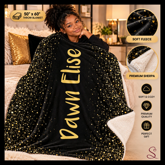 Glitter & Gold | Personalized | Throw Blanket