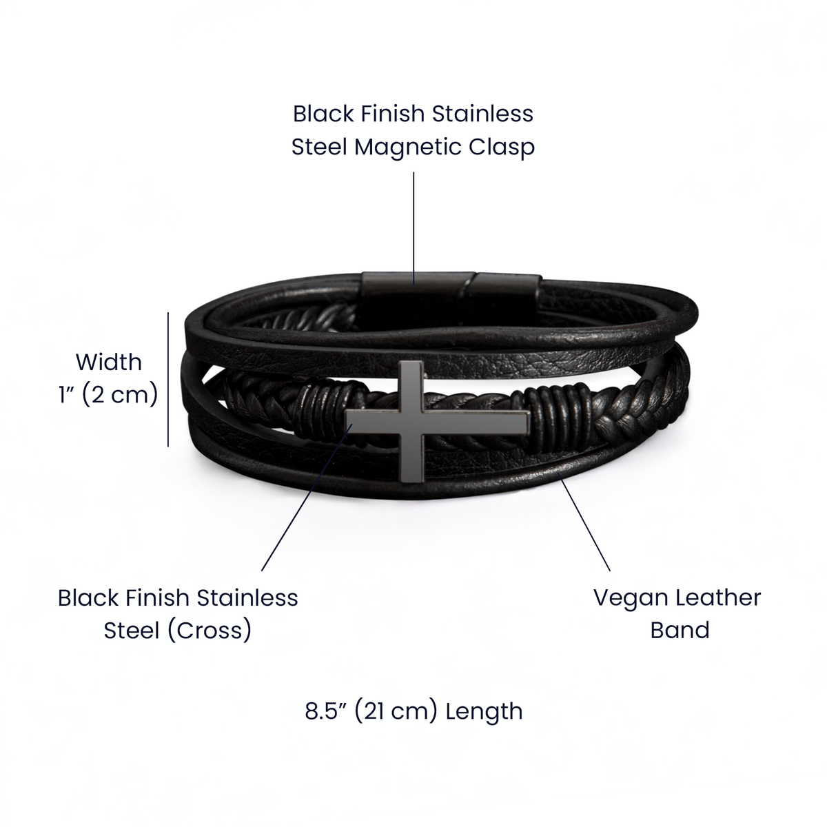 Never Forget, Son | Cross Leather Bracelet